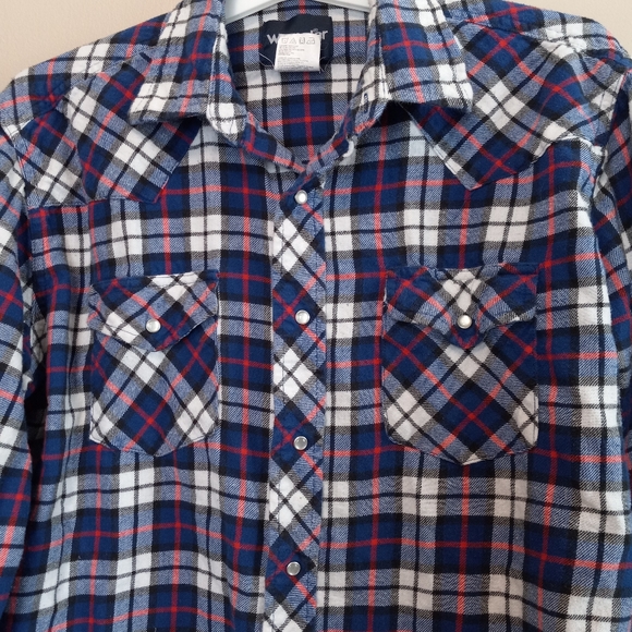 Wrangler Pearl Snap Button Up Western Mens Shirt Mens Size L - Picture 2 of 4